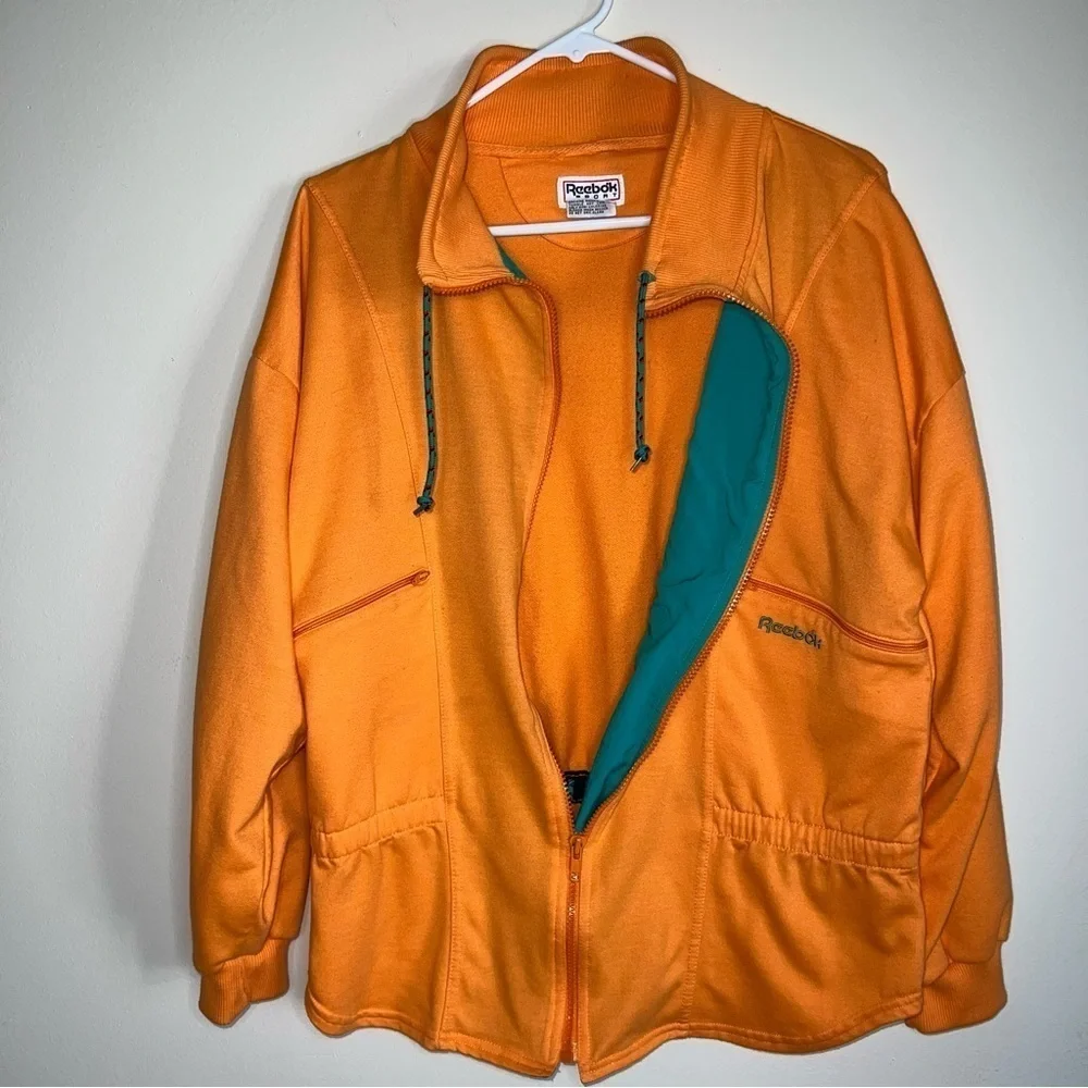 Reebok Sport Vintage Orange Zipper Sweatshirt Jacket Size Medium